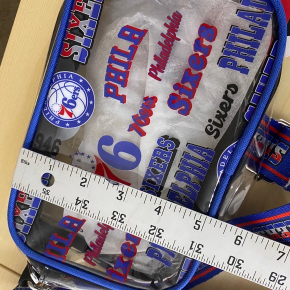 FOCO Philadelphia 76ers Sixers NBA Team Logo Stripe Clear Crossbody Bag Security - Picture 12 of 12